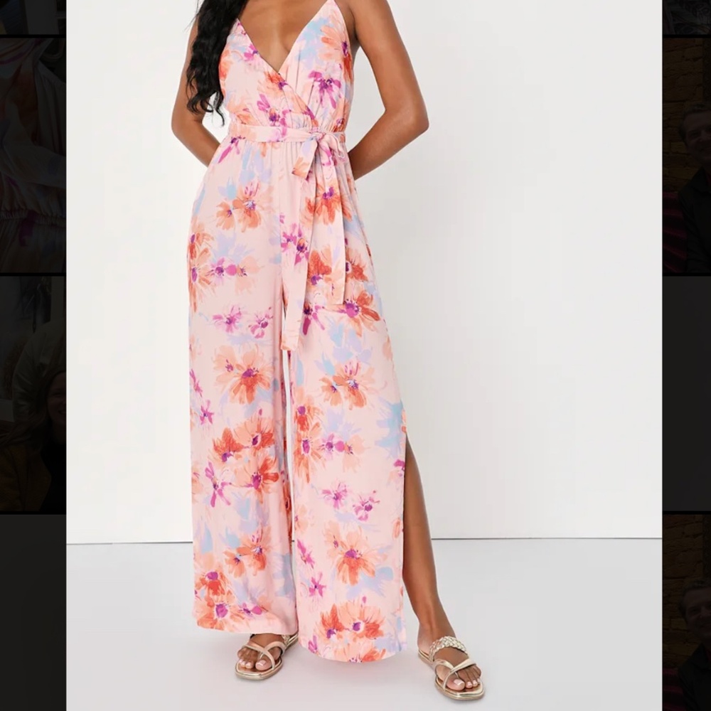 Lulus Pink Floral Jumpsuit